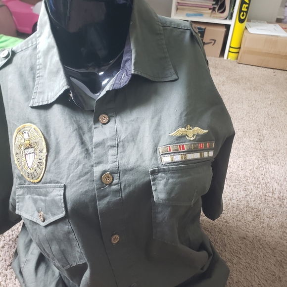 Mens Military Cavi Style Button Up - Picture 3 of 4